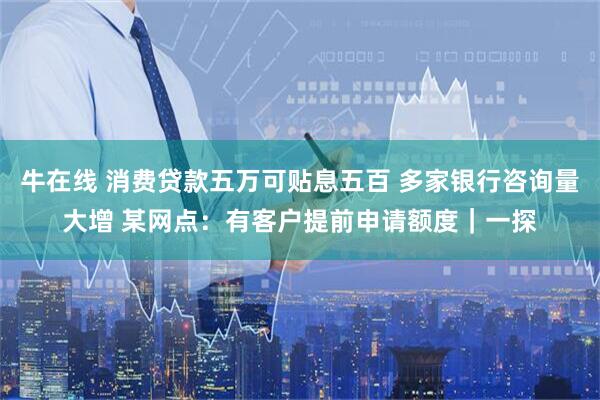 牛在线 消费贷款五万可贴息五百 多家银行咨询量大增 某网点：有客户提前申请额度｜一探